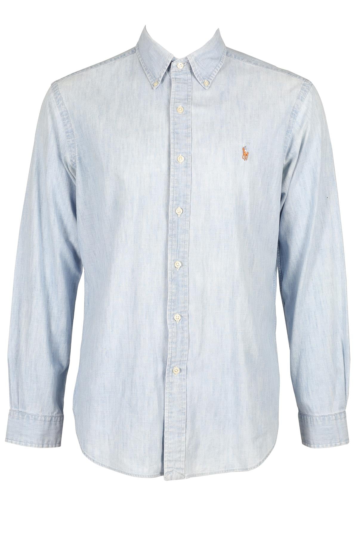RALPH LAUREN BLUE MEN'S CHAMBRAY SHIRT MEDIUM