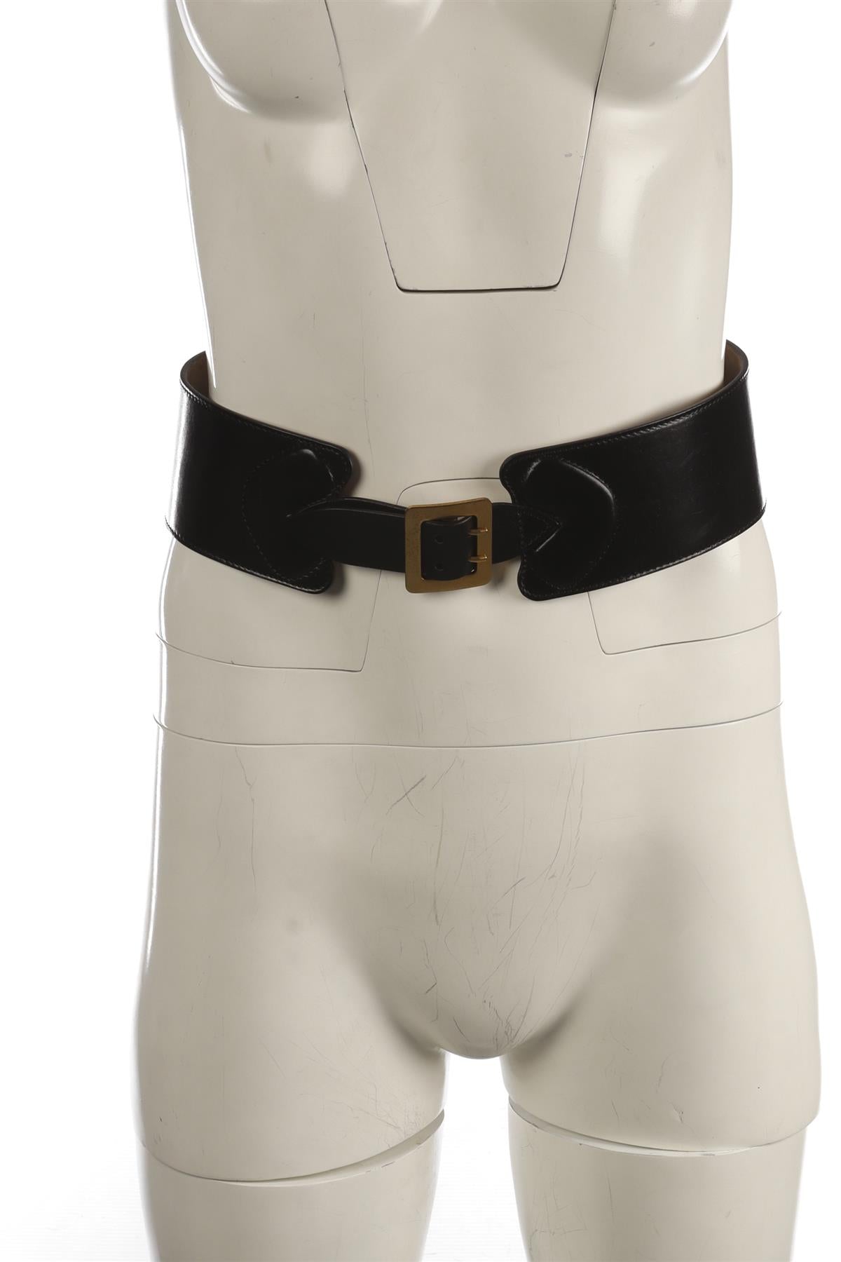 ALEXANDER MCQUEEN BLACK LEATHER WAIST BELT 75CM