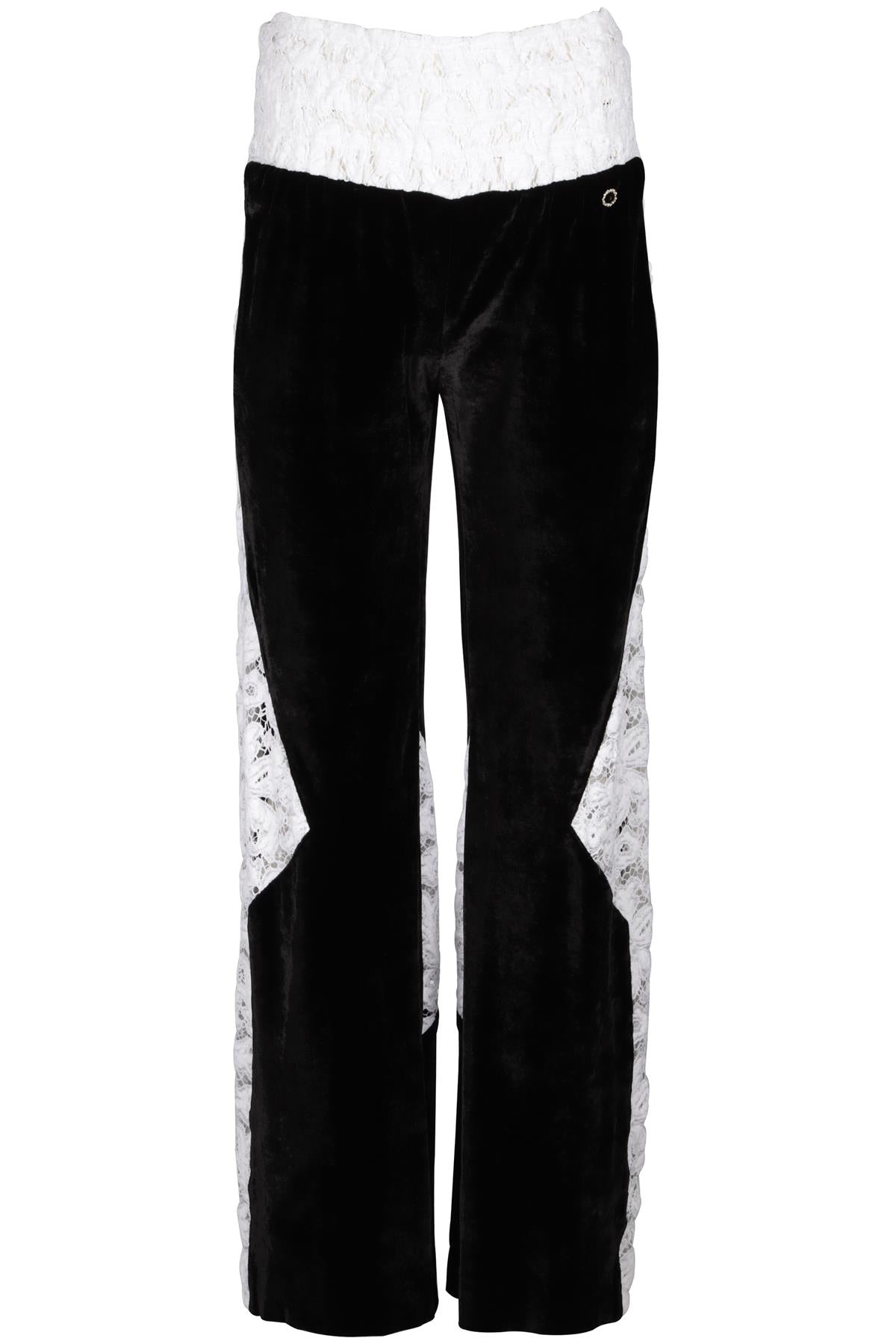CHANEL BLACK 2021 VELVET WIDE LEG PANTS FR 38 UK 10