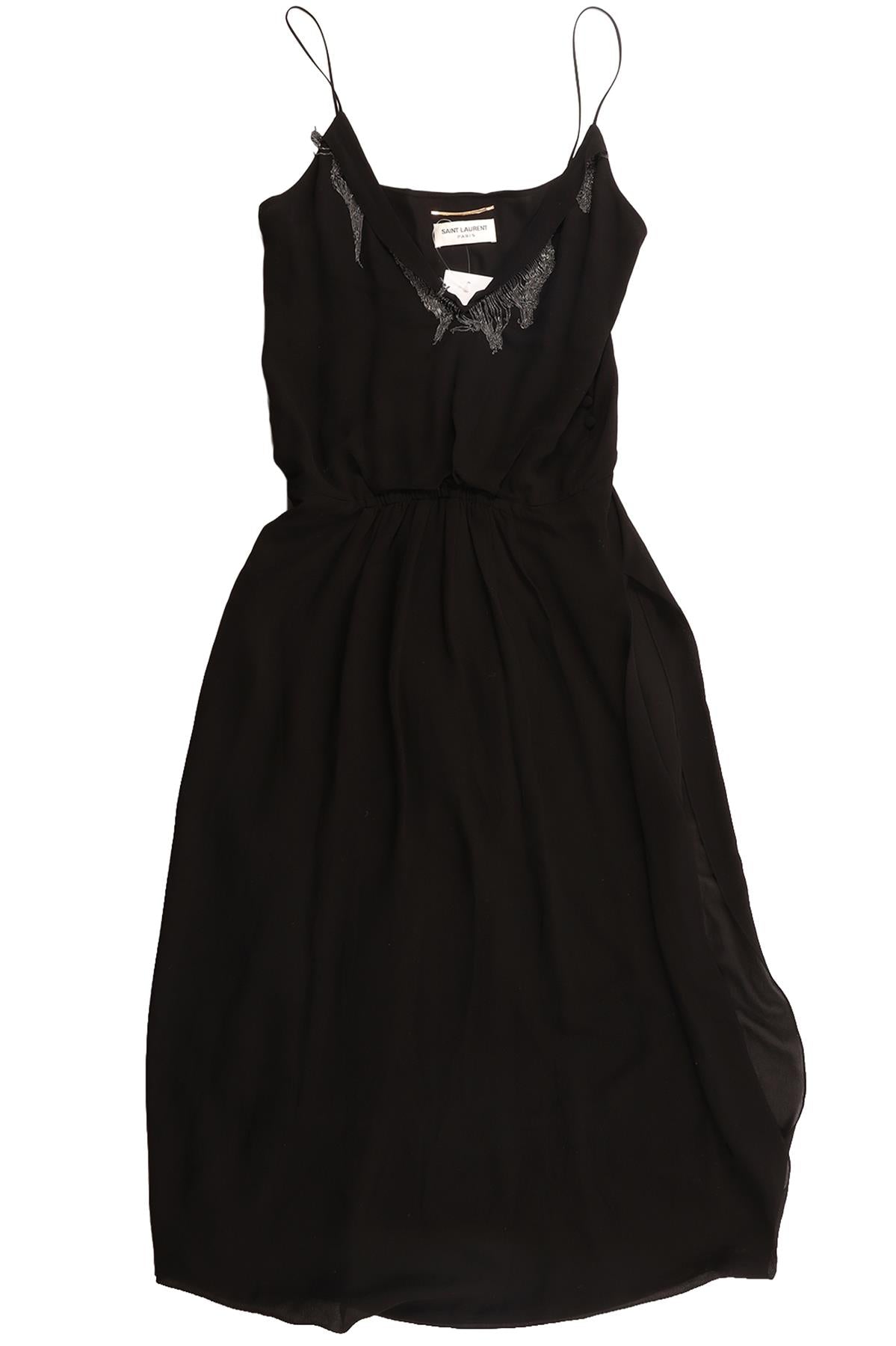 SAINT LAURENT BLACK SILK JUMPSUIT FR 36 UK 8