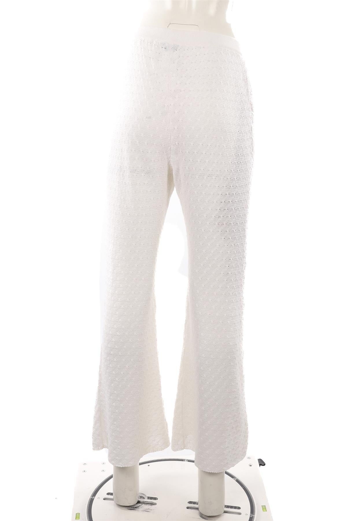 CHANEL WHITE 2023 COTTON FLARED PANTS FR 40 UK 12