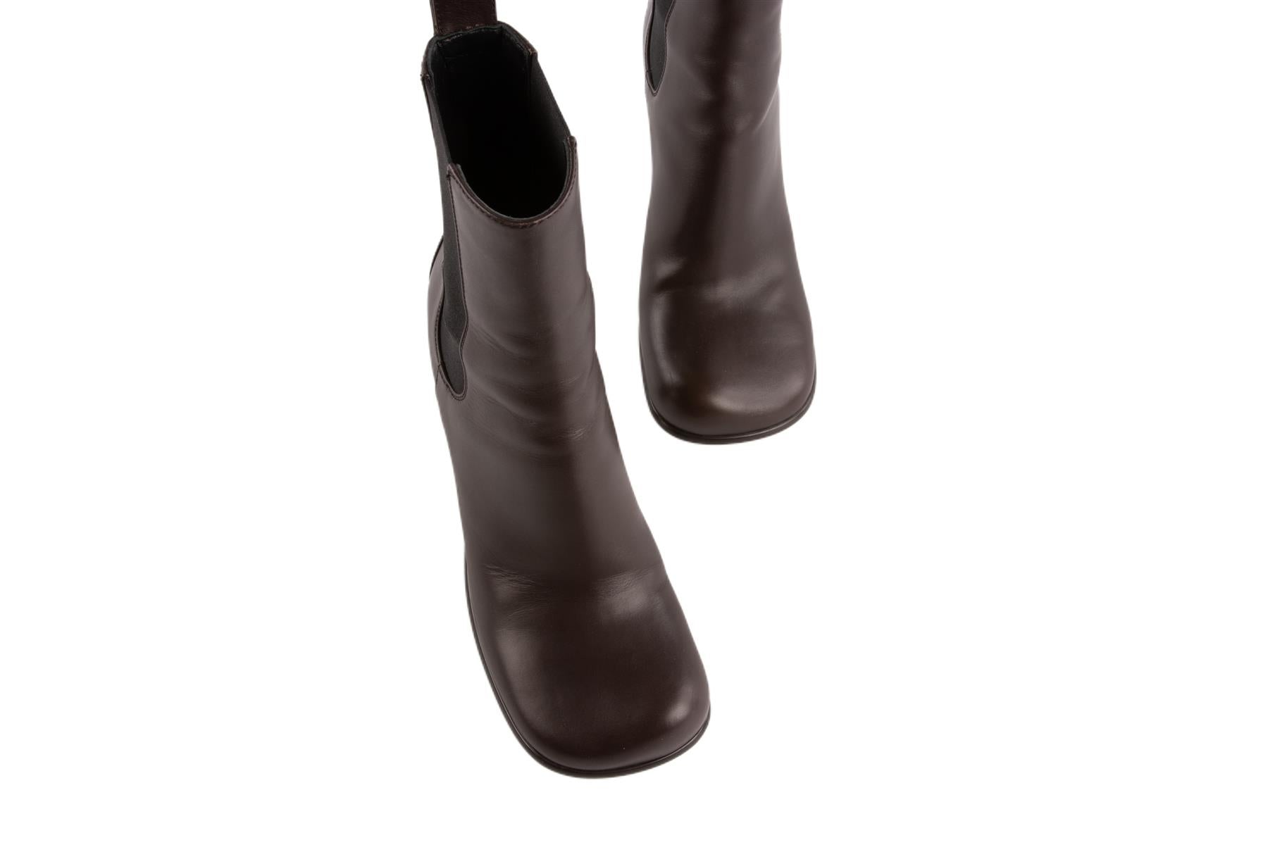 BOTTEGA VENETA BROWN LEATHER ANKLE BOOTS EU 39