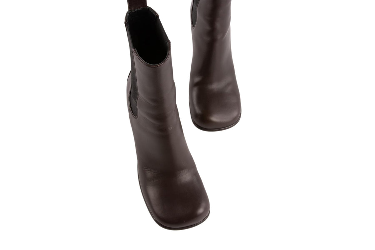 BOTTEGA VENETA BROWN LEATHER ANKLE BOOTS EU 39