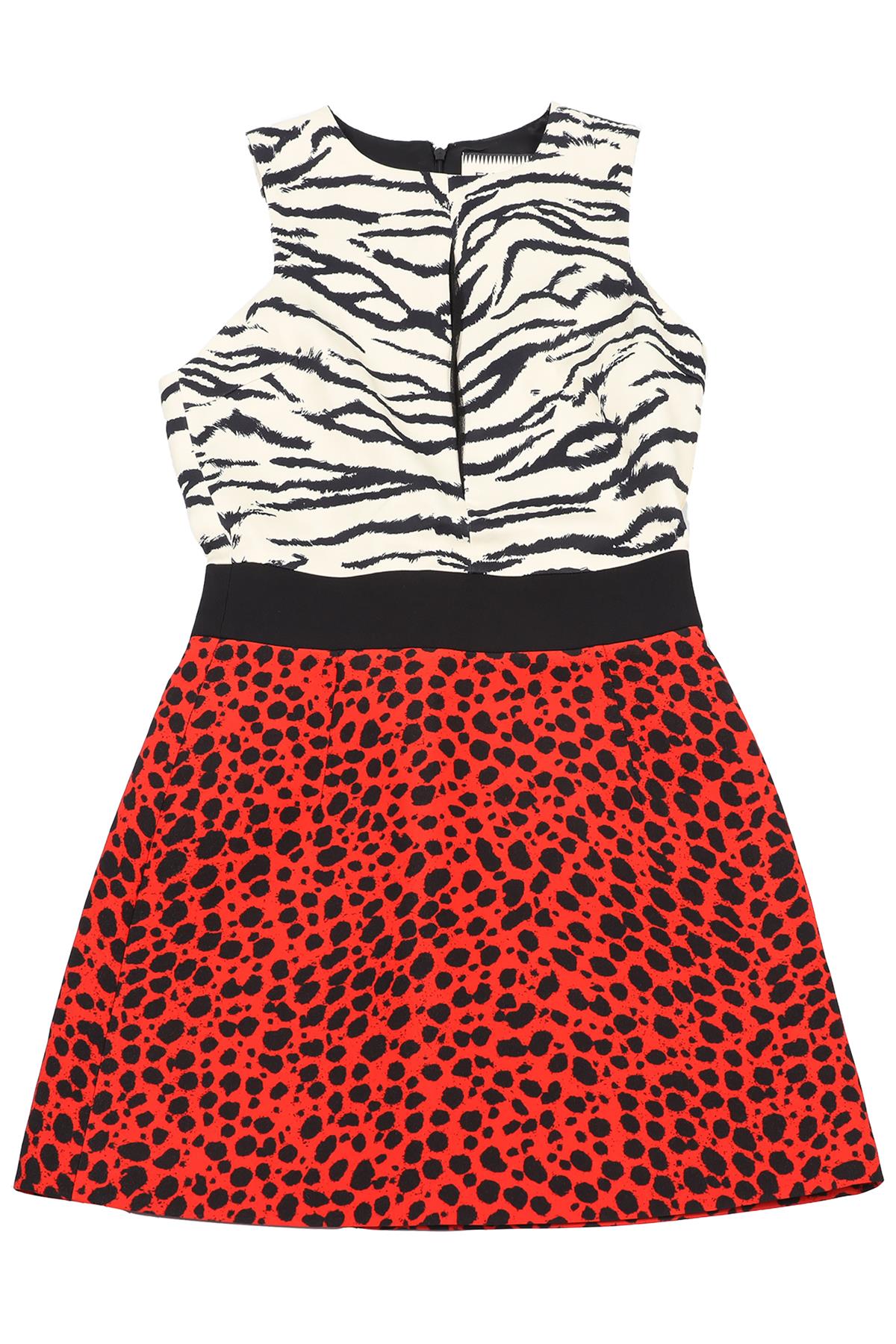 FAUSTO PUGLISI BLACK AND RED SILK BLEND MINI DRESS IT 38 UK 6