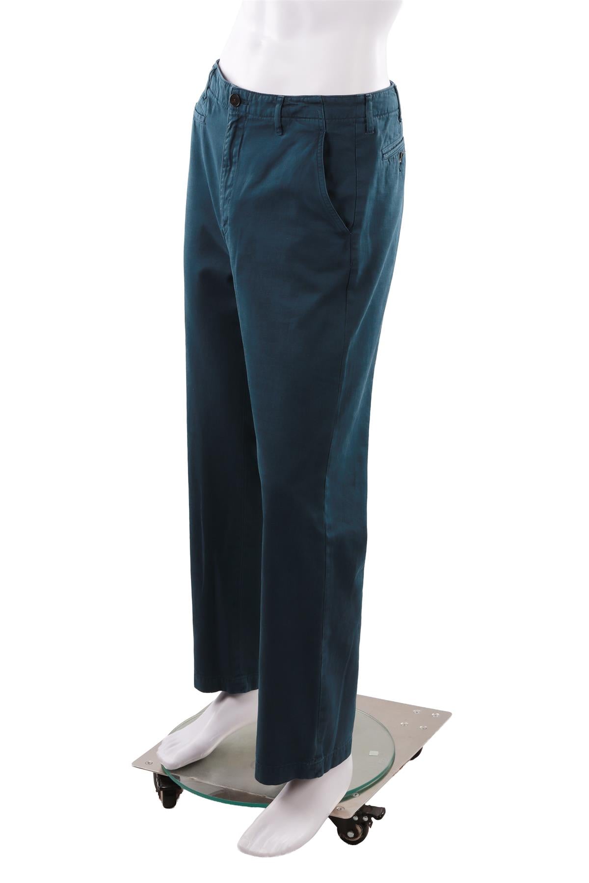 BLUE MEN'S COTTON STRAIGHT LEG PANTS