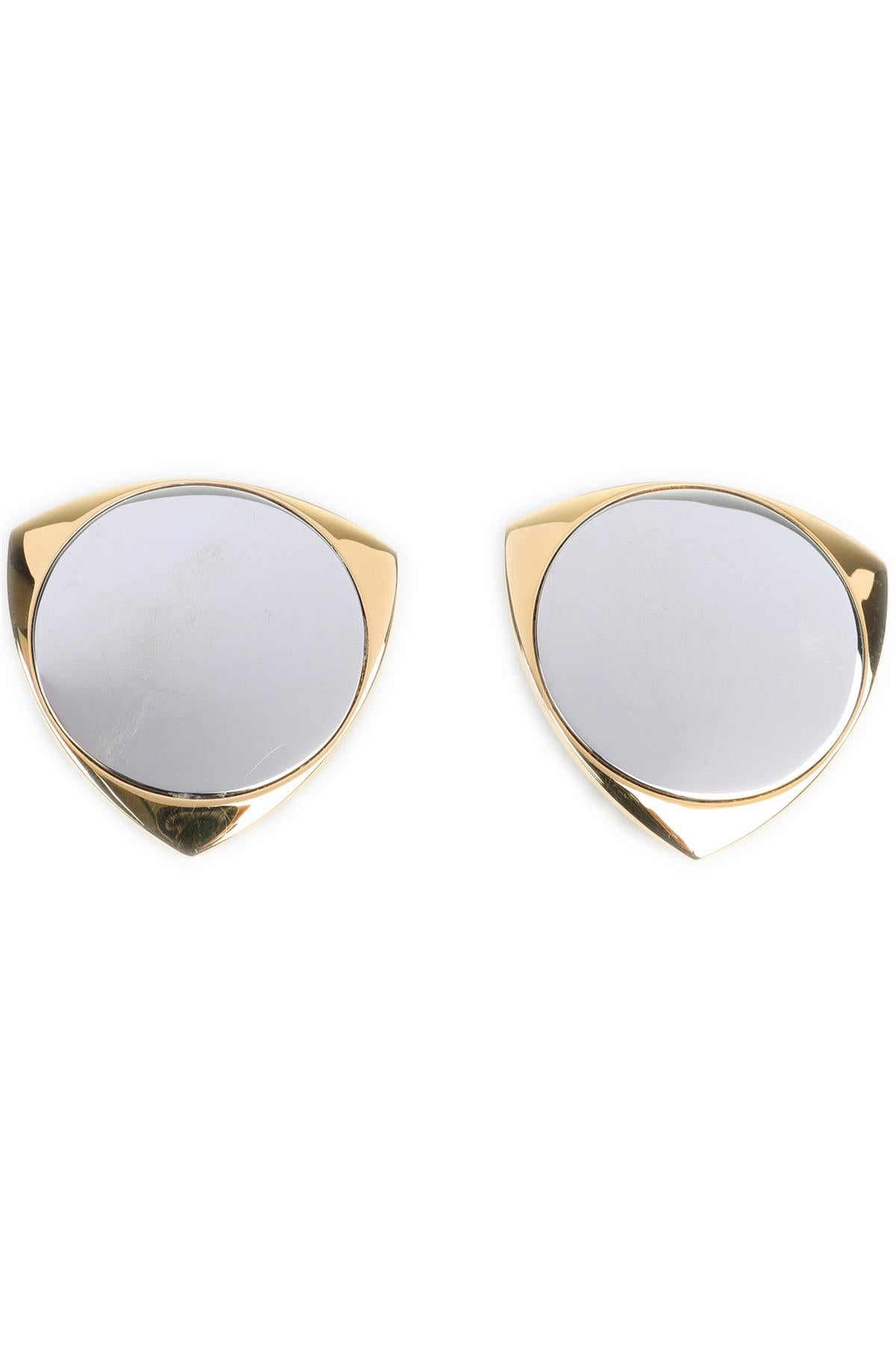 SAINT LAURENT GOLD SHIELD BRASS CLIP EARRINGS