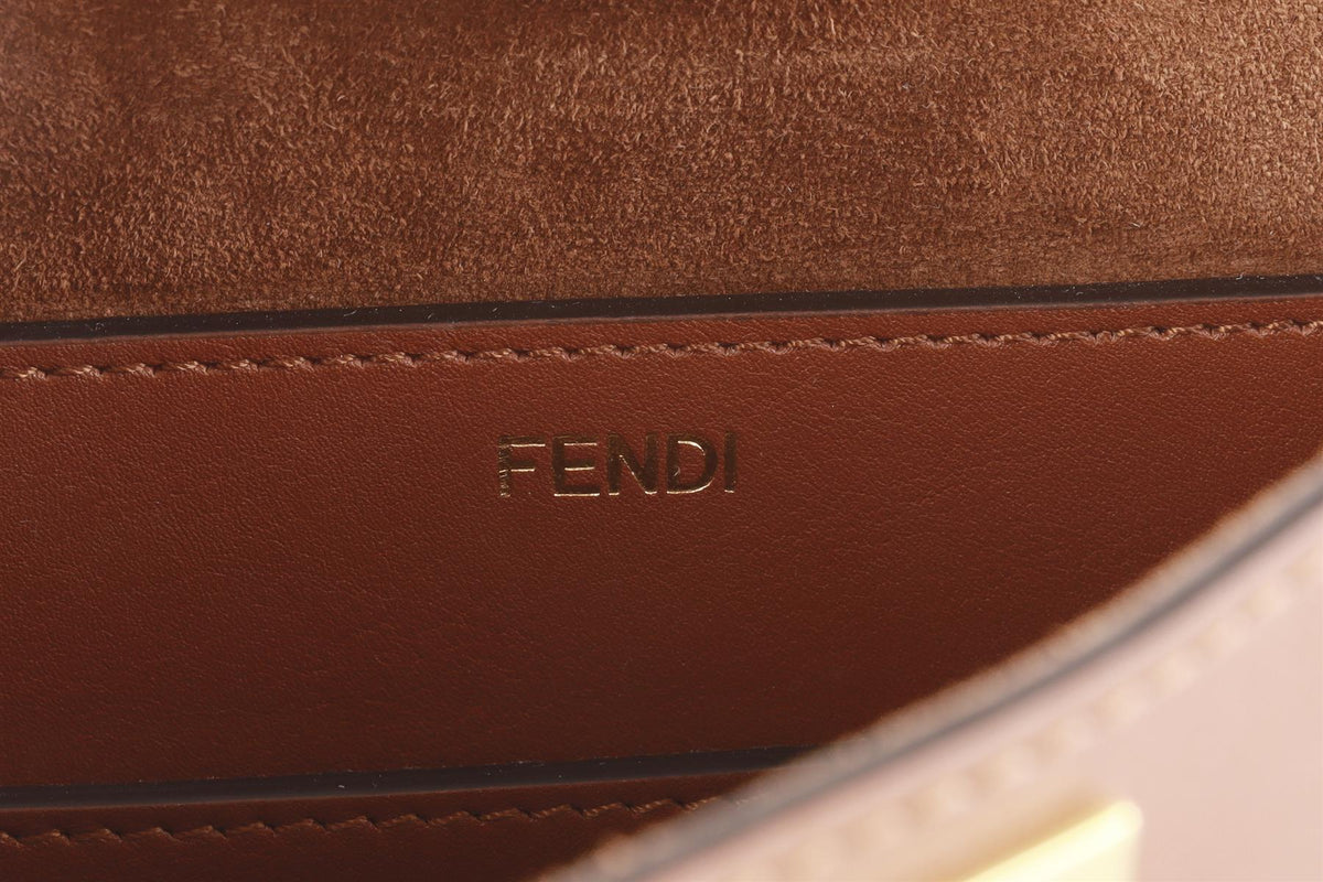 FENDI BROWN PEEKABOO SOFT MEDIUM LEATHER TOTE BAG