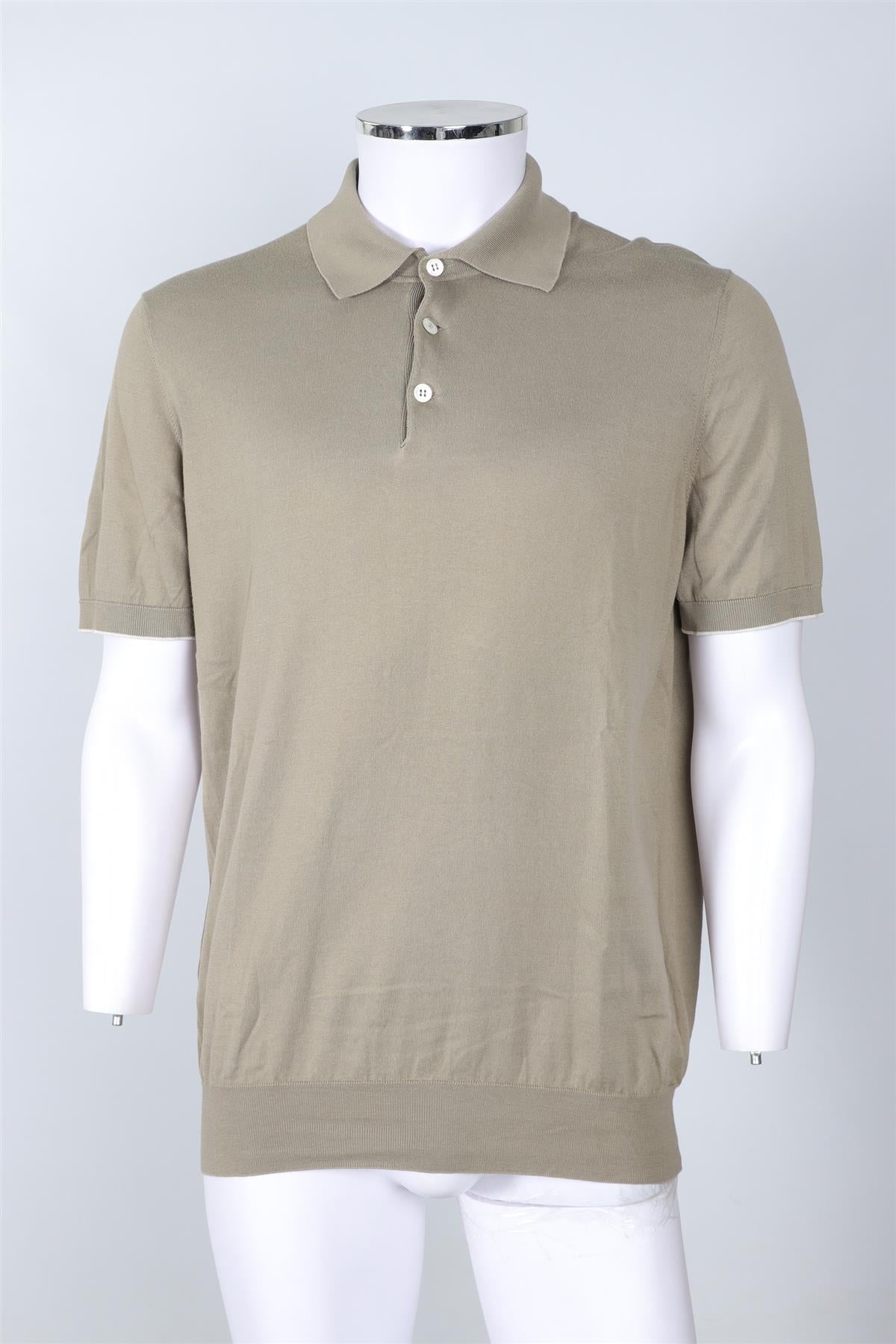 BRUNELLO CUCINELLI GREEN MEN'S COTTON POLO SHIRT IT 54 UK 44