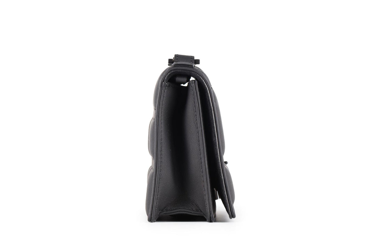 CHRISTIAN DIOR BLACK DIORAMA ULTRAMATTE LEATHER CLUTCH WITH CHAIN