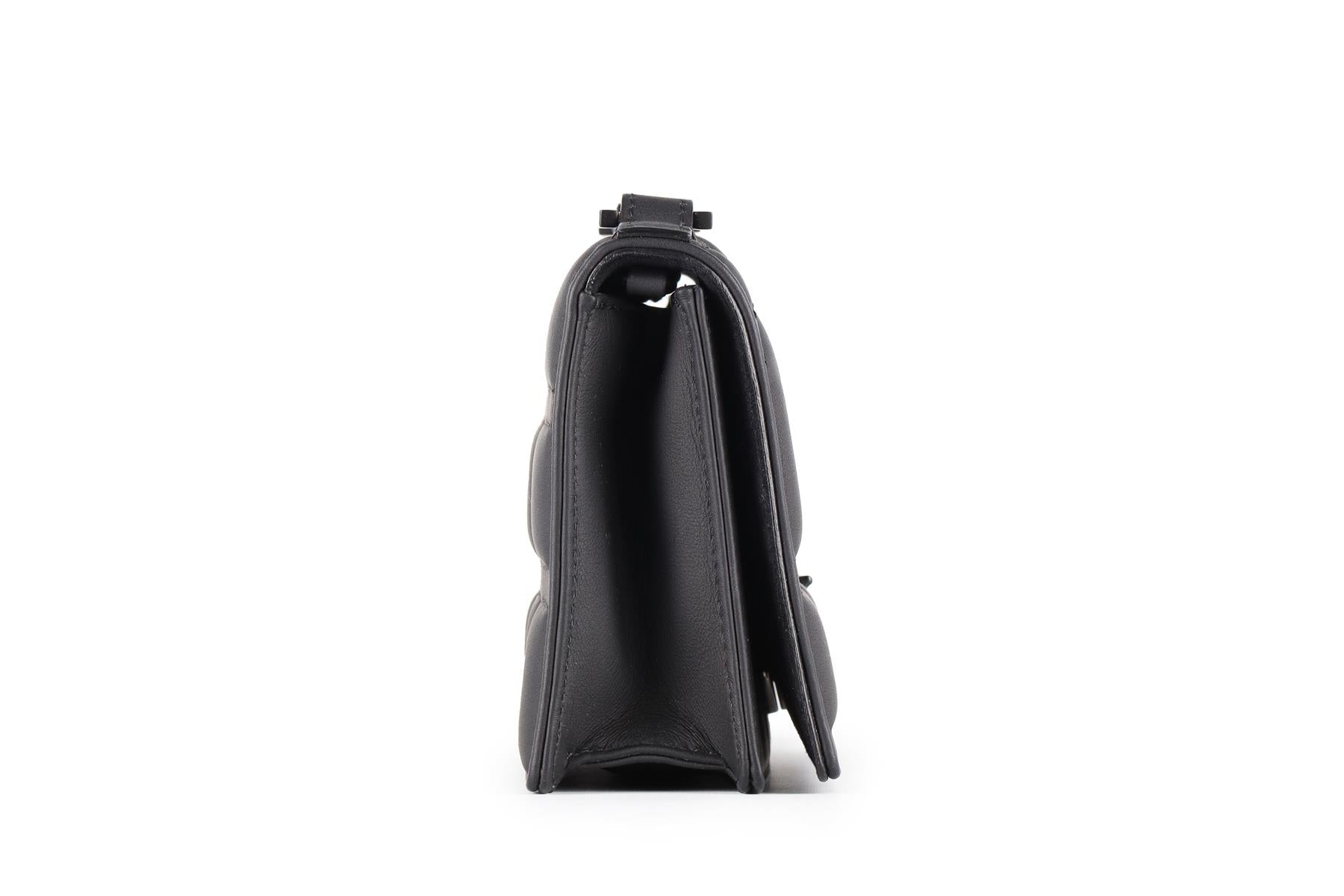 CHRISTIAN DIOR BLACK DIORAMA ULTRAMATTE LEATHER CLUTCH WITH CHAIN