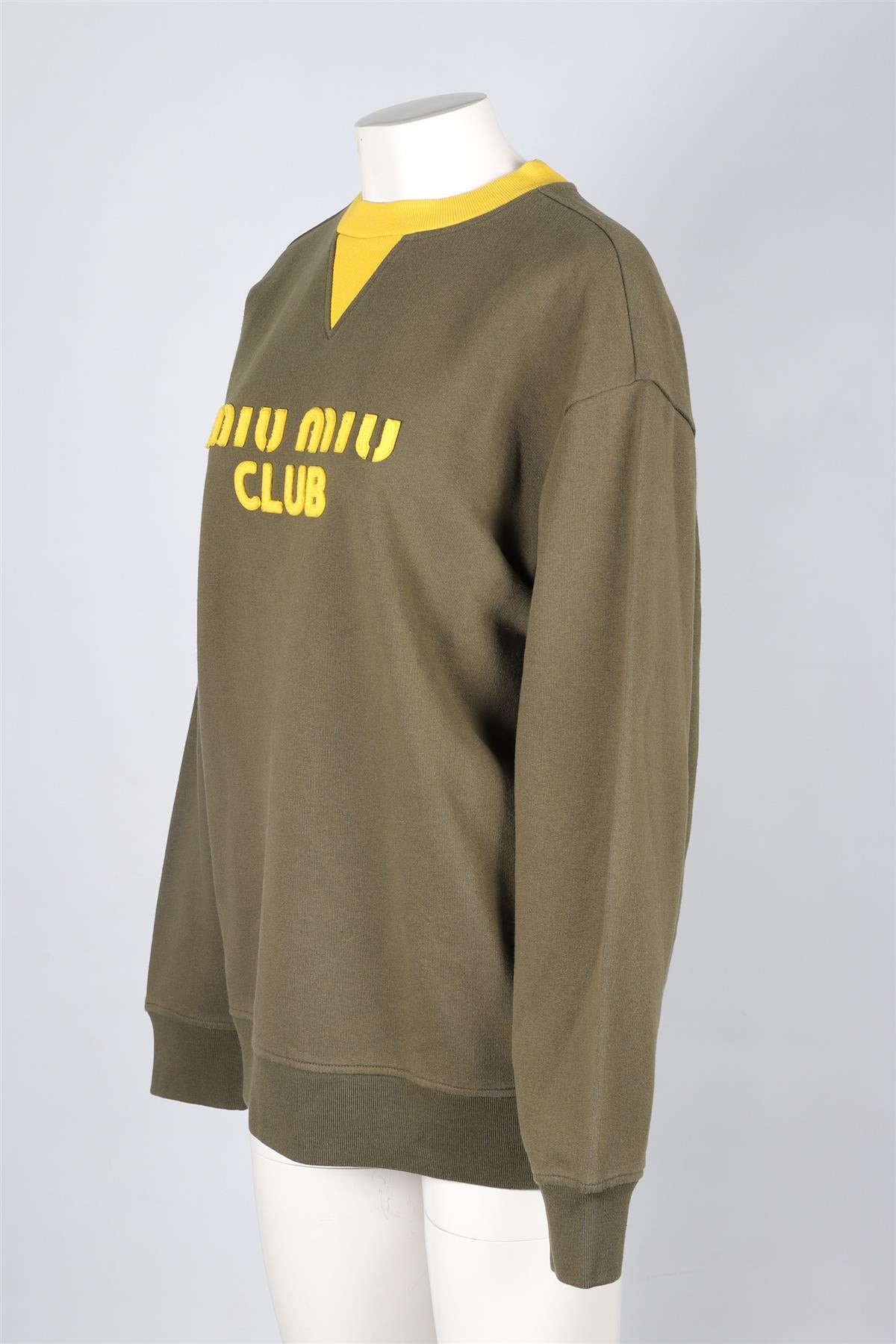 MIU MIU GREEN COTTON SWEATSHIRT SMALL