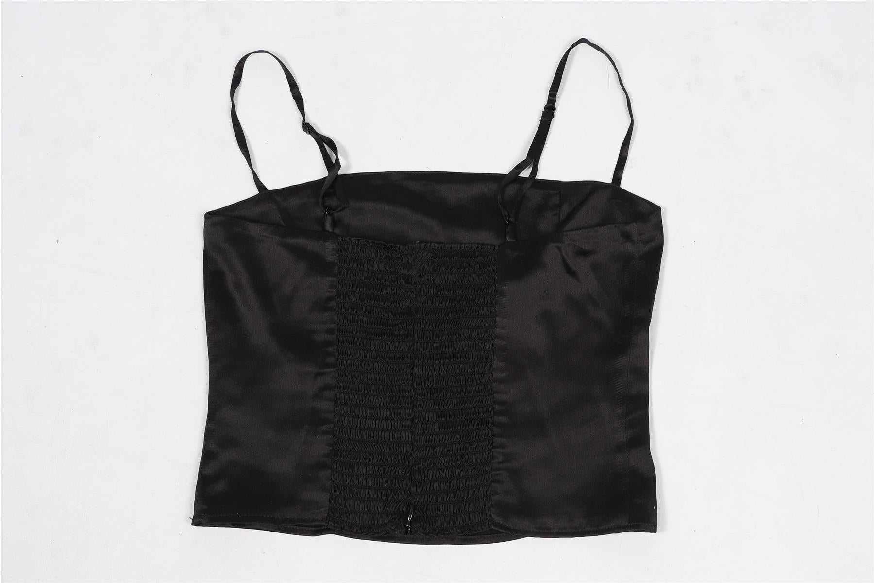 REFORMATION BLACK CROPPED SILK TOP US 0 UK 4