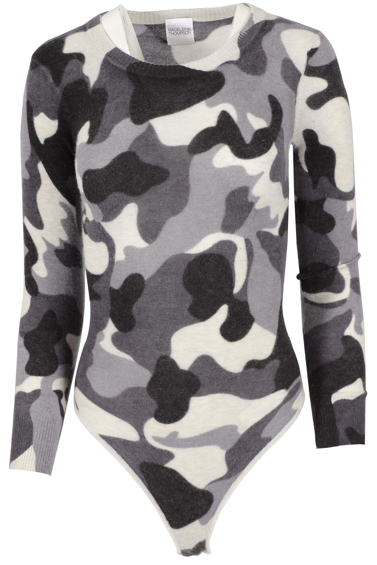 MADELEINE THOMPSON GREY CASHMERE BODYSUIT SMALL