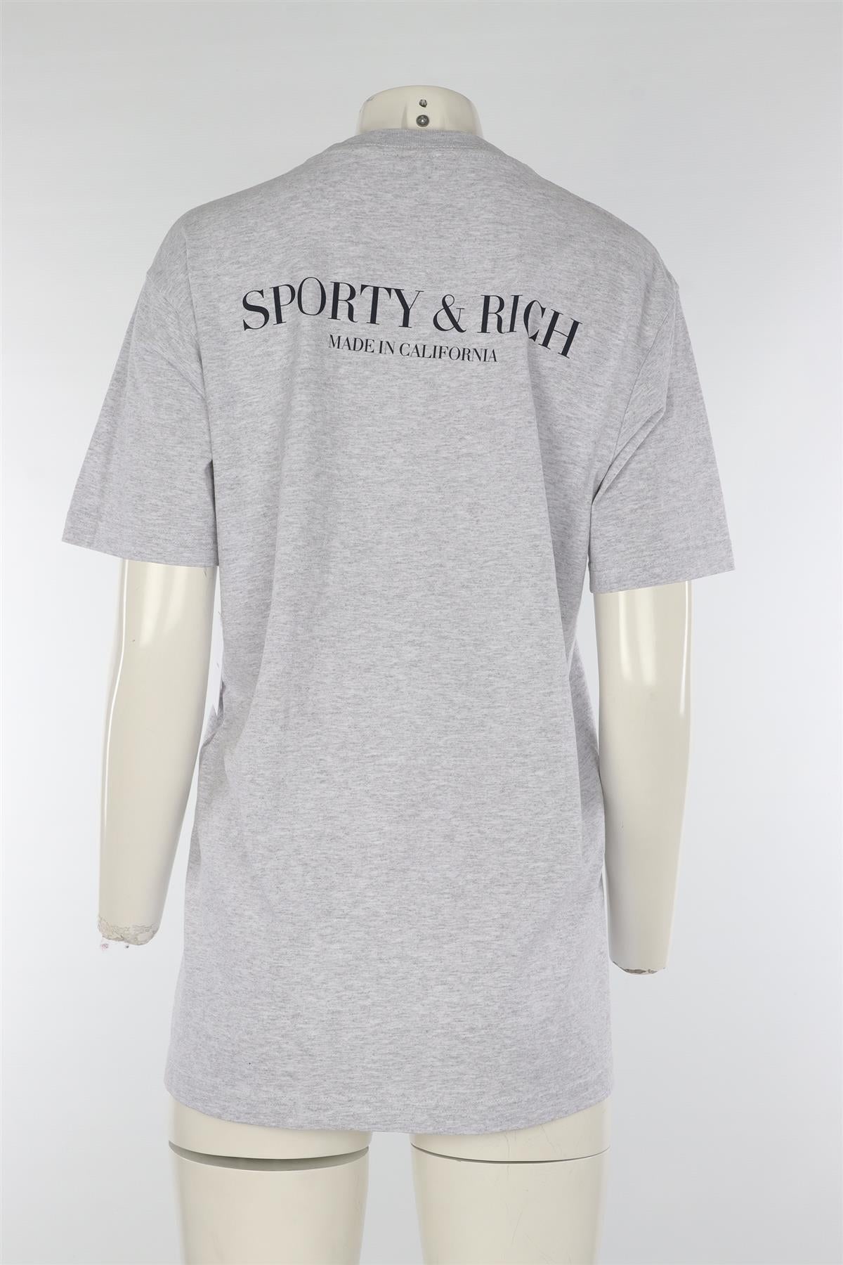 SPORTY & RICH GREY COTTON T-SHIRT MEDIUM