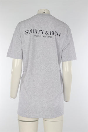 SPORTY & RICH GREY COTTON T-SHIRT MEDIUM