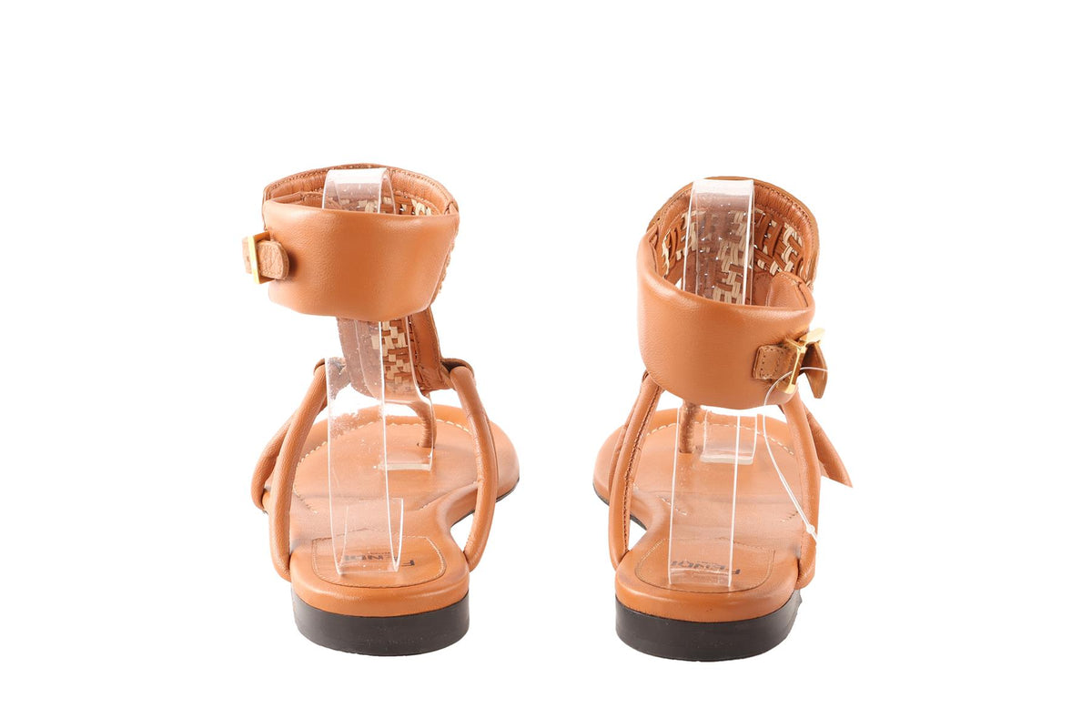 FENDI BROWN LEATHER SANDALS EU 35.5 UK 2.5 US 5.5
