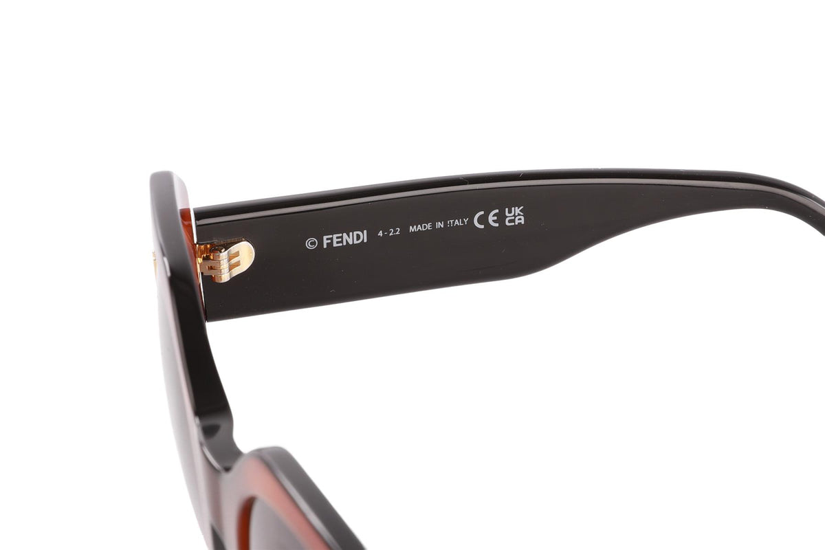 FENDI BROWN ROUND FRAME ACETATE SUNGLASSES