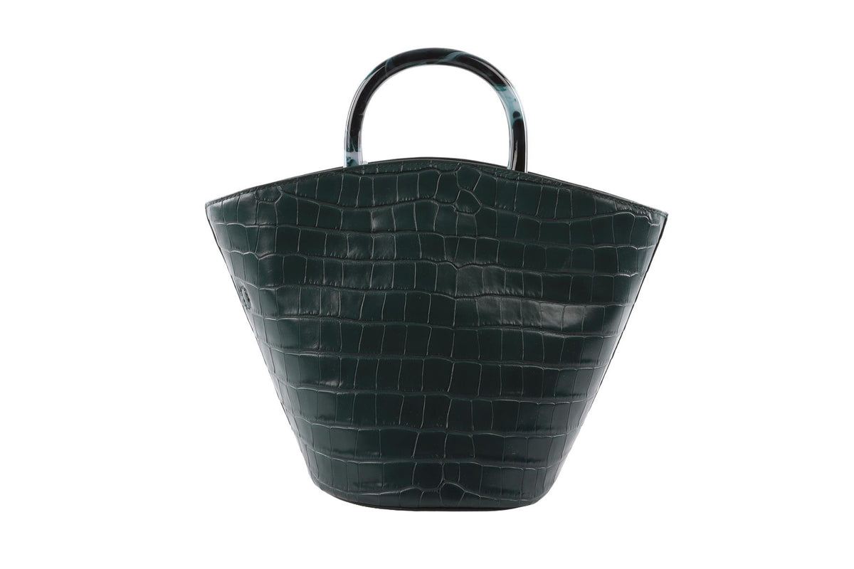 GREEN LEATHER TOTE BAG