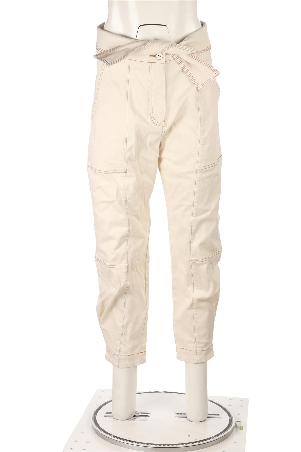 ULLA JOHNSON CREAM COTTON TAPERED PANTS US 8 UK 12