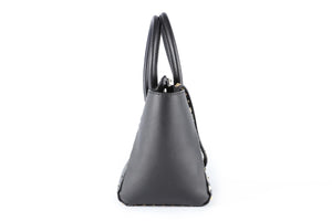 VALENTINO GARAVANI BLACK ROCKSTUD SMALL LEATHER TOTE BAG