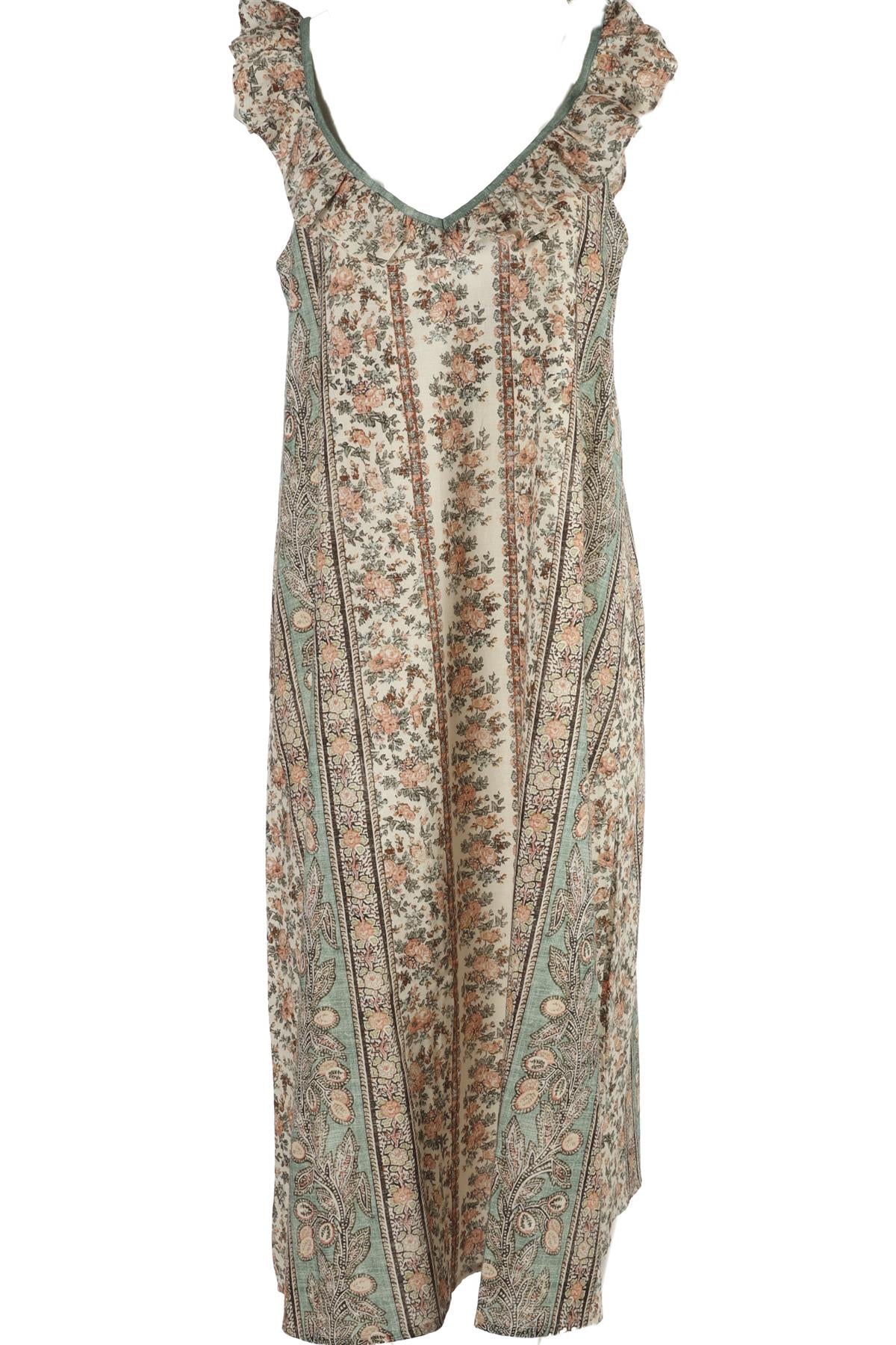 D'ASCOLI MULTI COTTON MIDI DRESS LARGE