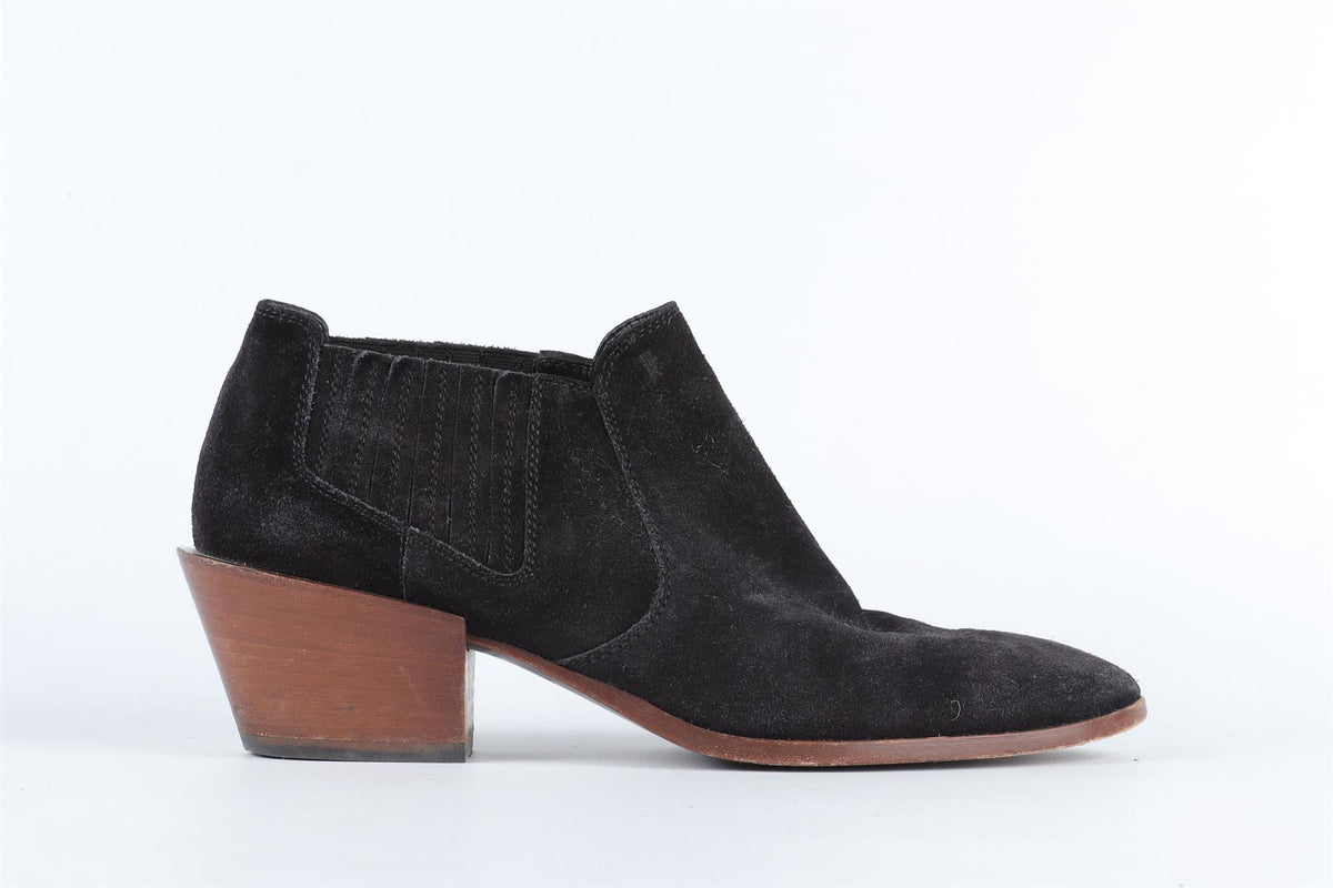 TOD'S BLACK SUEDE ANKLE BOOTS EU 38 UK 5 US 8