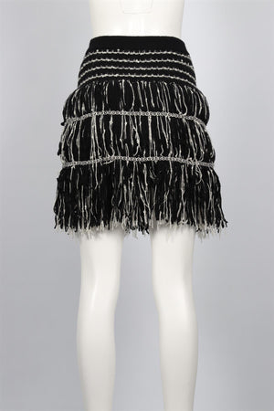 CHANEL BLACK 2010 CASHMERE BLEND MINI SKIRT FR 36 UK 8