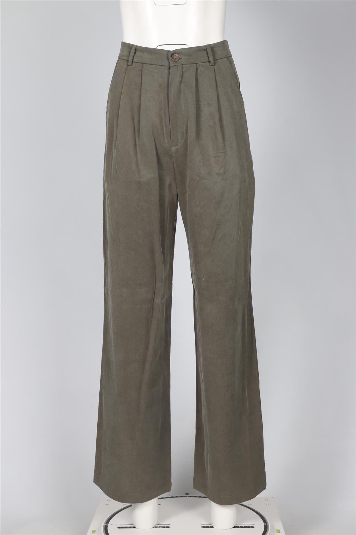 REFORMATION GREEN WOVEN STRAIGHT LEG PANTS US 2 UK 6