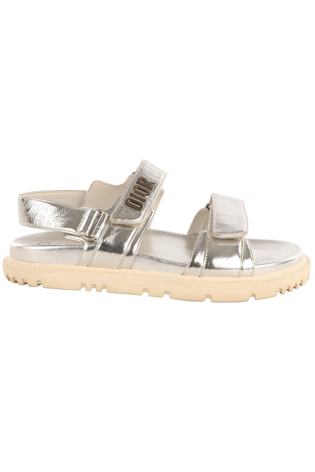 CHRISTIAN DIOR SILVER DIORACT LEATHER SANDALS EU 38 UK 5