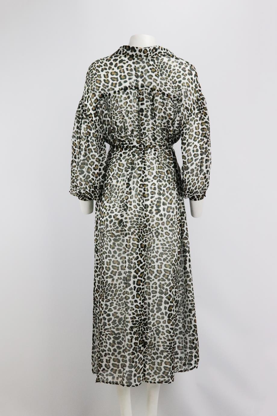 VITAMIN A BELTED LEOPARD PRINT VOILE MIDI DRESS MEDIUM