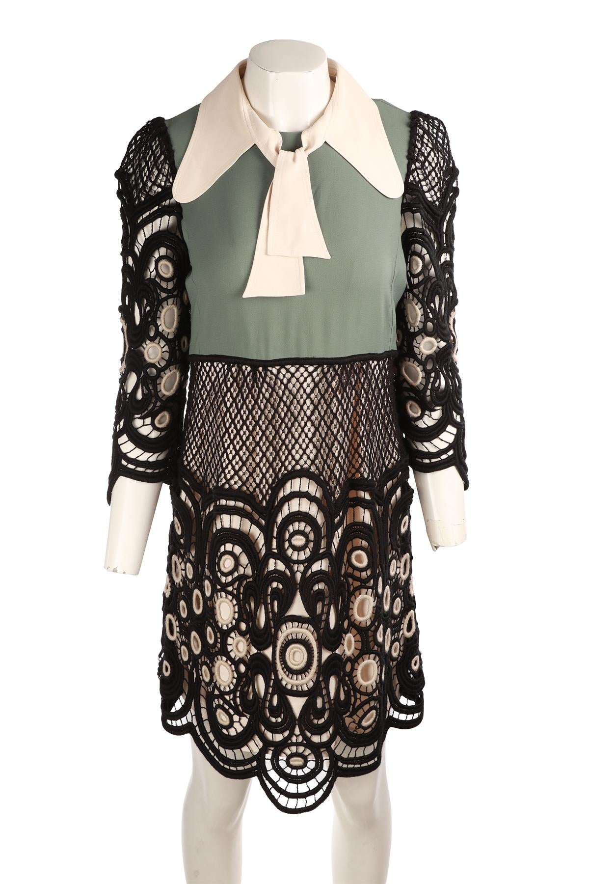 CHLOÉ BLACK CROCHET MINI DRESS FR 38 UK 10