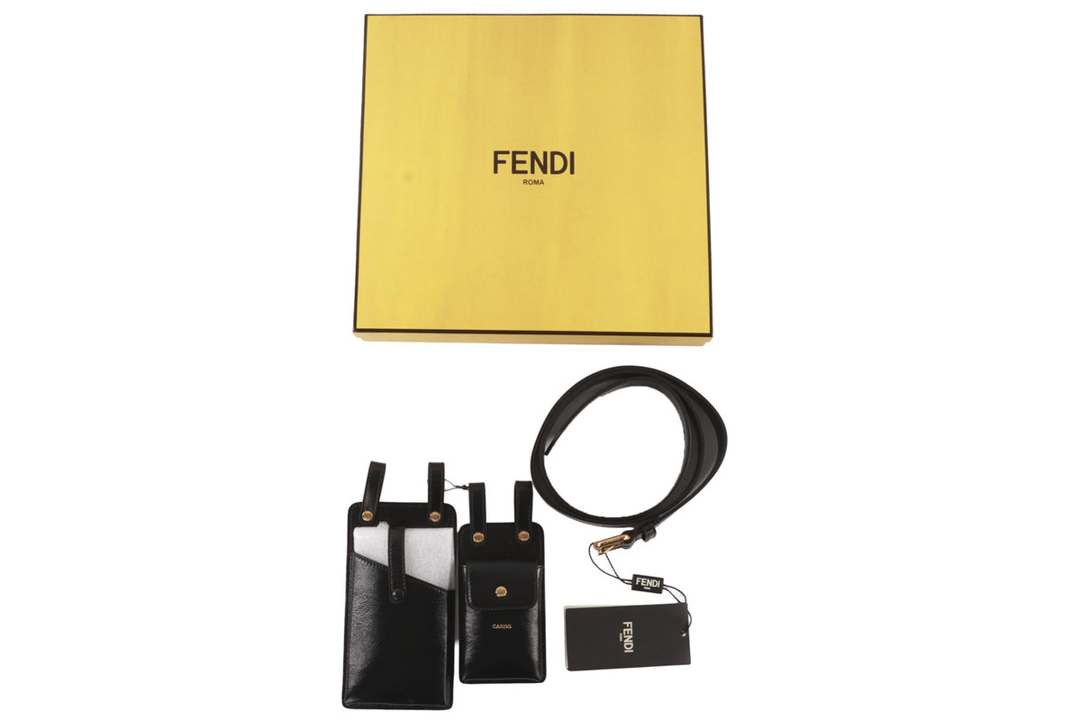 FENDI BLACK UTILITY LEATHER BELT BAG