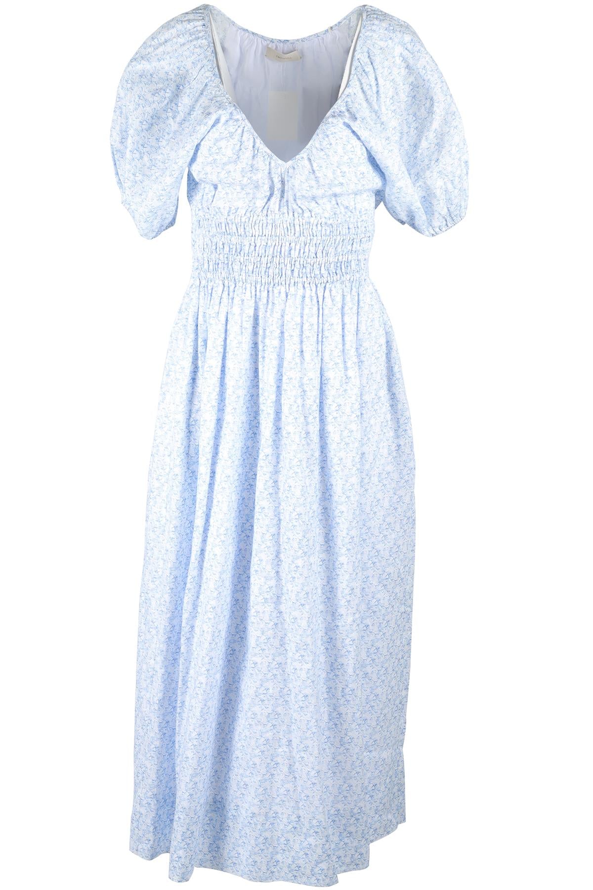 FAITHFULL THE BRAND BLUE LINEN MAXI DRESS SMALL
