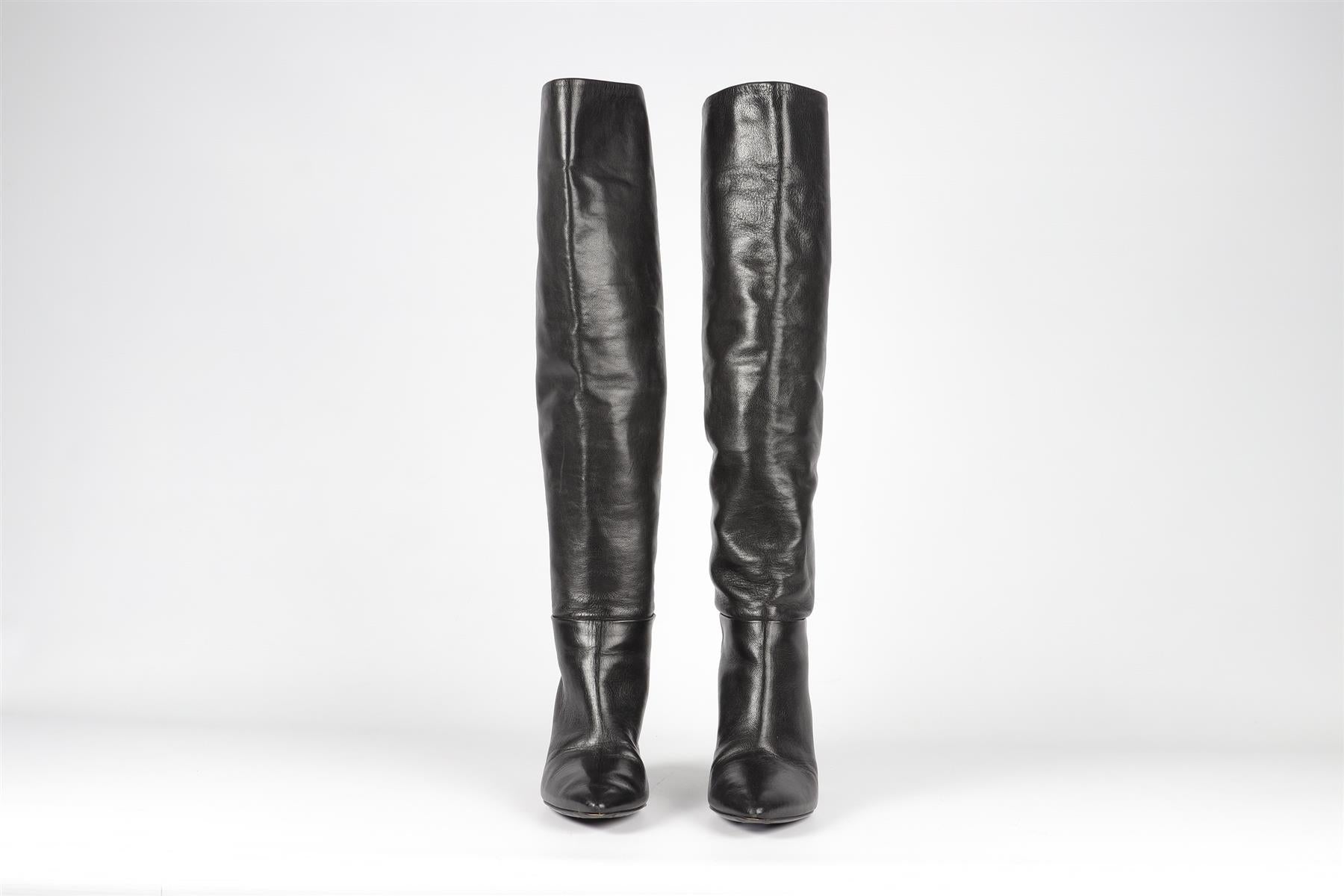 PRADA BLACK LEATHER KNEE HIGH BOOTS EU 38 UK 5 US 8