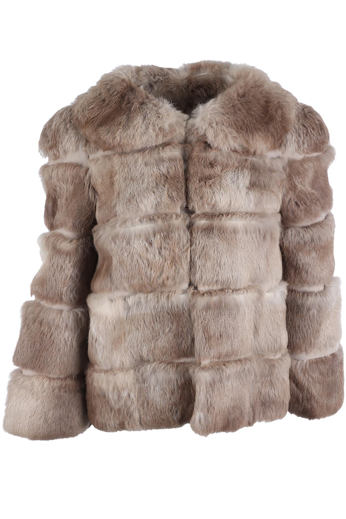 ANYA HINDMARCH BEIGE RABBIT FUR JACKET SMALL
