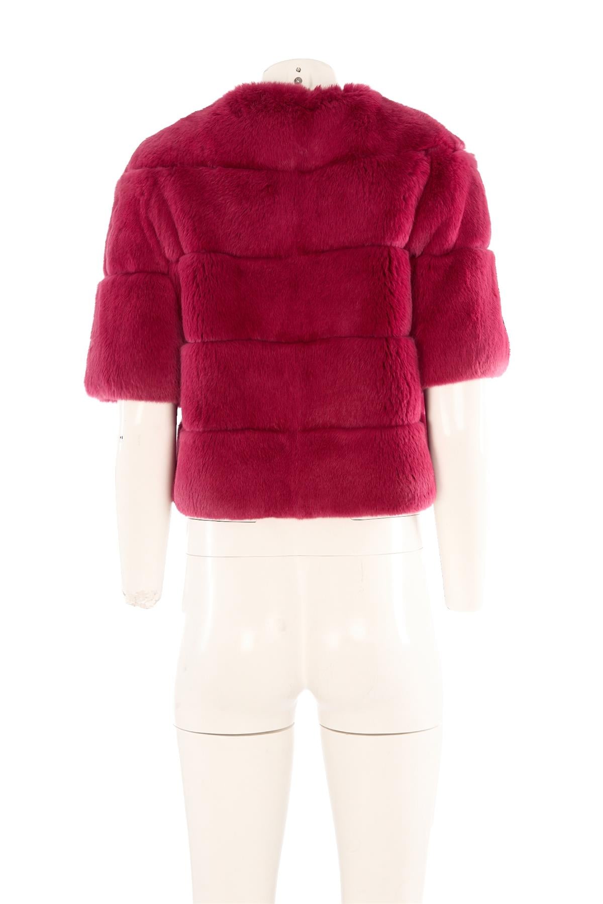 SIMONETTA RAVIZZA PINK RABBIT FUR JACKET IT 40 UK 8