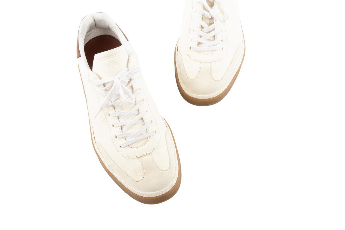 LORO PIANA CREAM MEN'S TENNIS WALK LEATHER SNEAKERS EU 46 UK 11 US 12