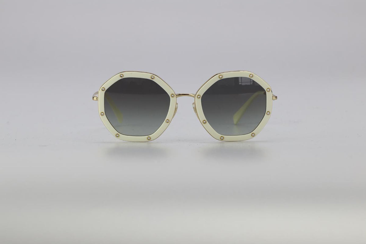 VALENTINO HEXAGON FRAME ACETATE AND GOLD TONE SUNGLASSES