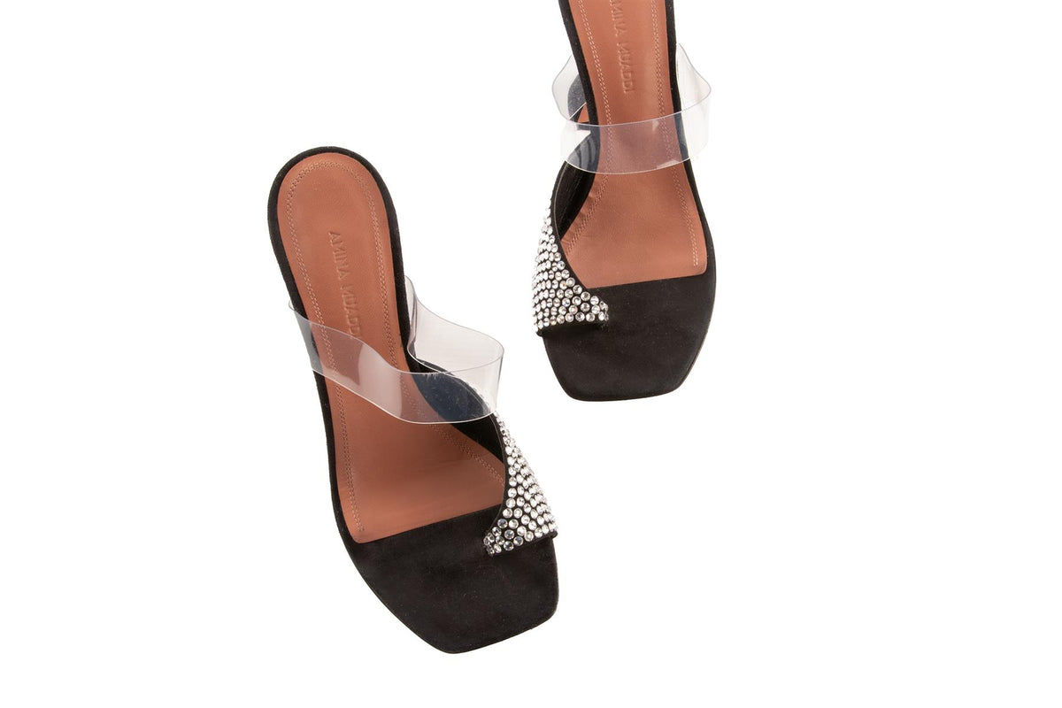 AMINA MUADDI BLACK SUEDE SANDALS EU 35.5