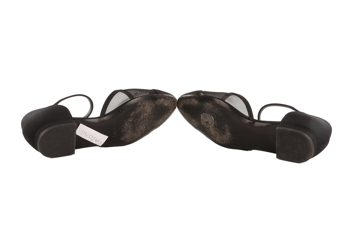 CHANEL BLACK 2021 MESH BALLET FLATS EU 38 UK 5