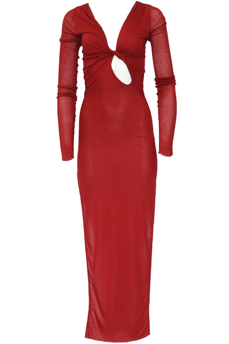 RICK OWENS LILLES CUTOUT STRETCH JERSEY MIDI DRESS IT 38 UK 6
