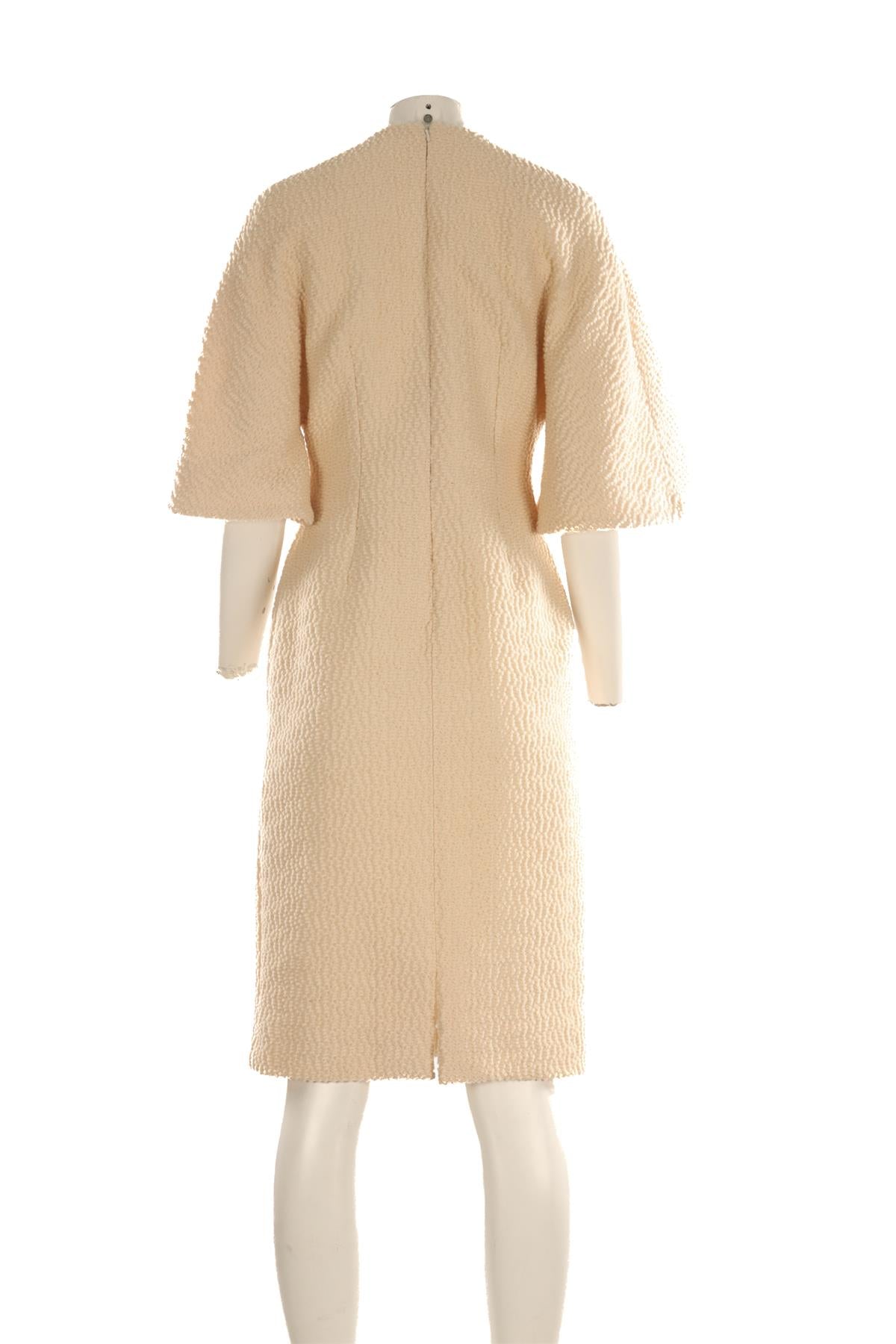 EMILIA WICKSTEAD CREAM WOOL MIDI DRESS UK 10