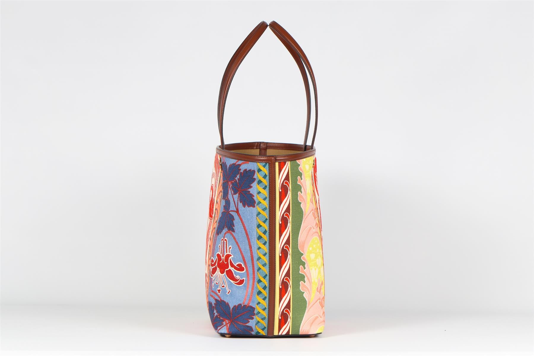 ETRO MULTICOLOURED COFFA LARGE CANVAS AND LEATHER TOTE BAG