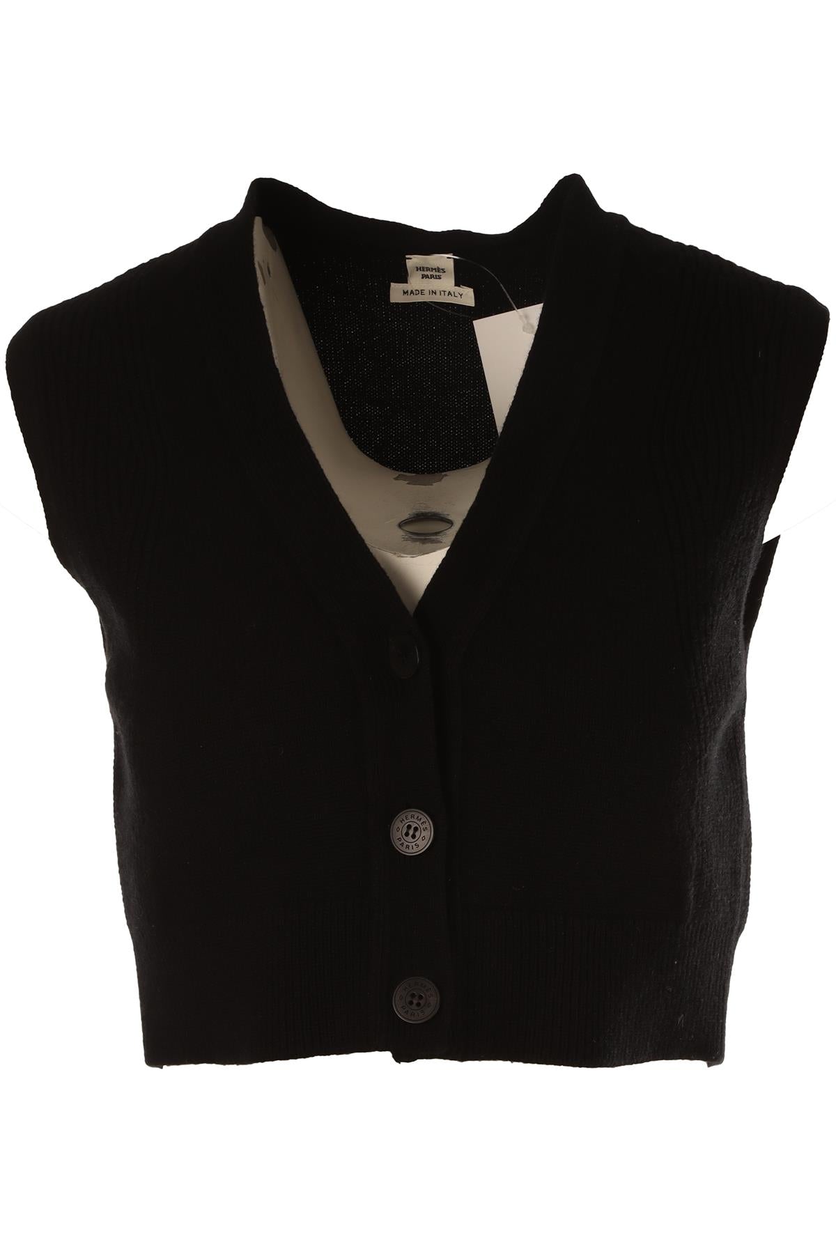 HERMÈS BLACK CASHMERE VEST FR 38 UK 10