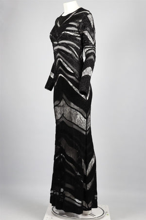 ROBERTO CAVALLI BLACK BEAD AND KNIT MAXI DRESS IT 40 UK 8