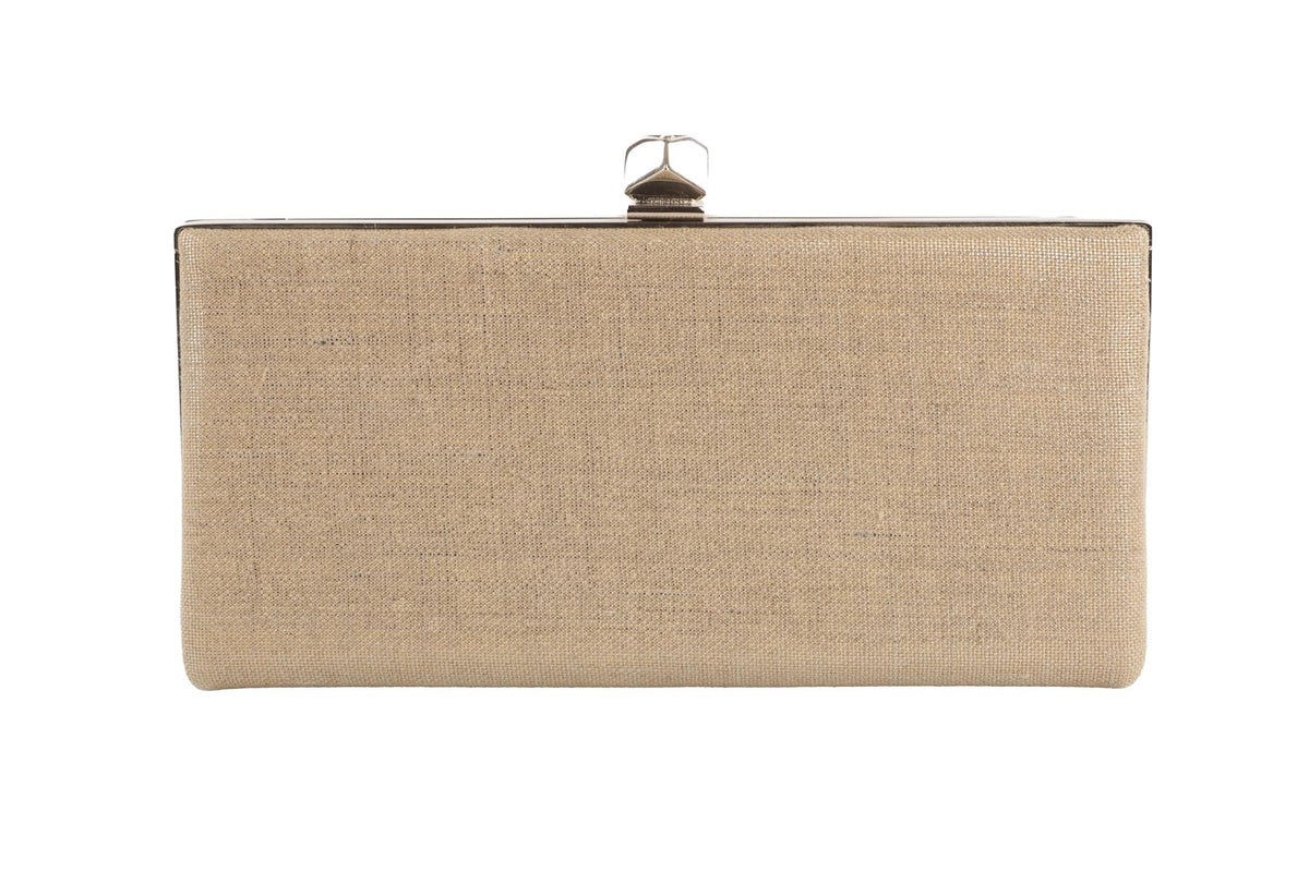 JIMMY CHOO GOLD CANVAS CLUTCH