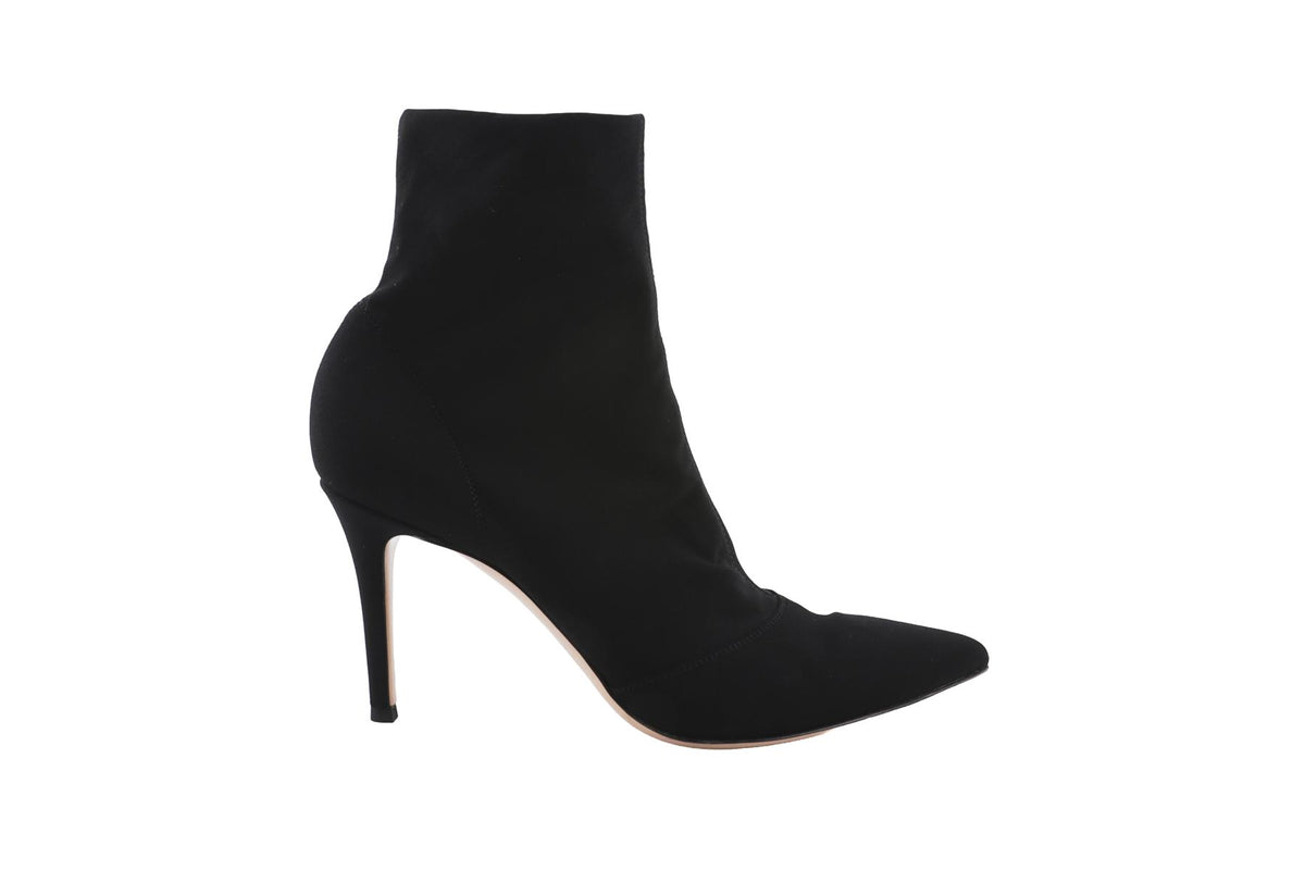 BLACK FABRIC ANKLE BOOTS