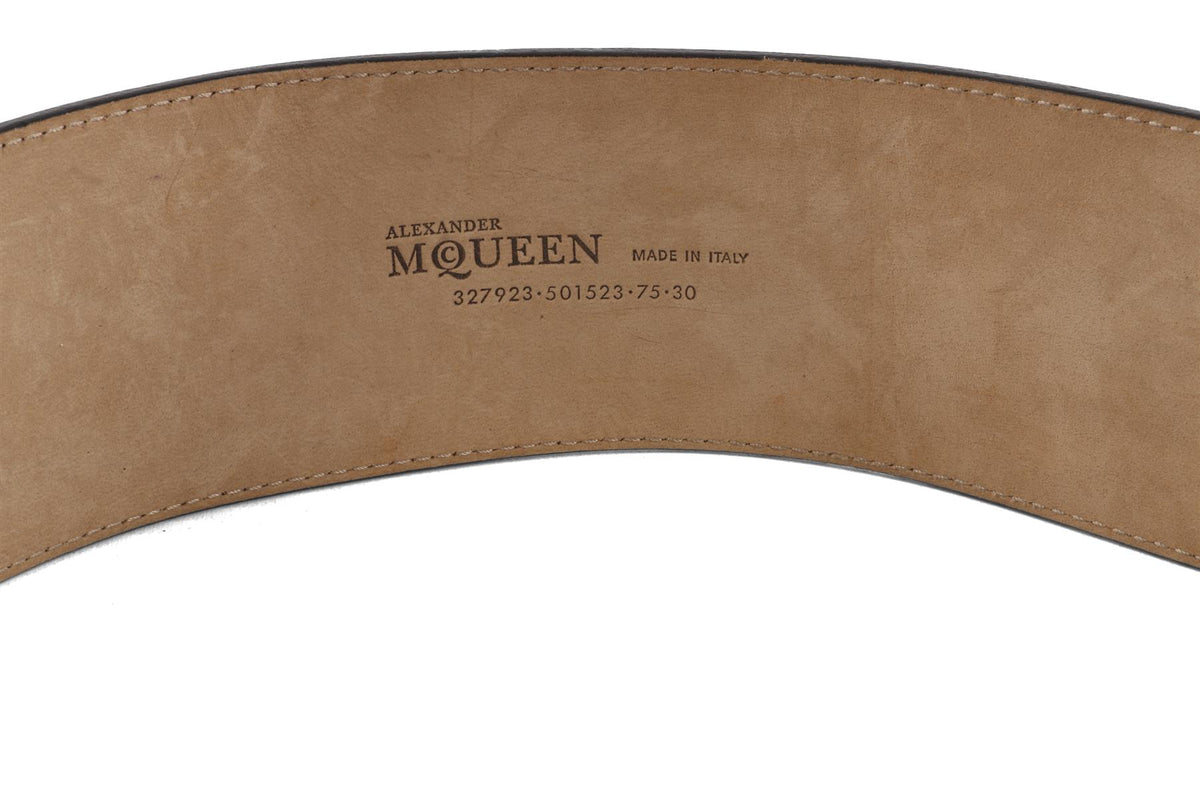 ALEXANDER MCQUEEN BLACK LEATHER WAIST BELT 75CM