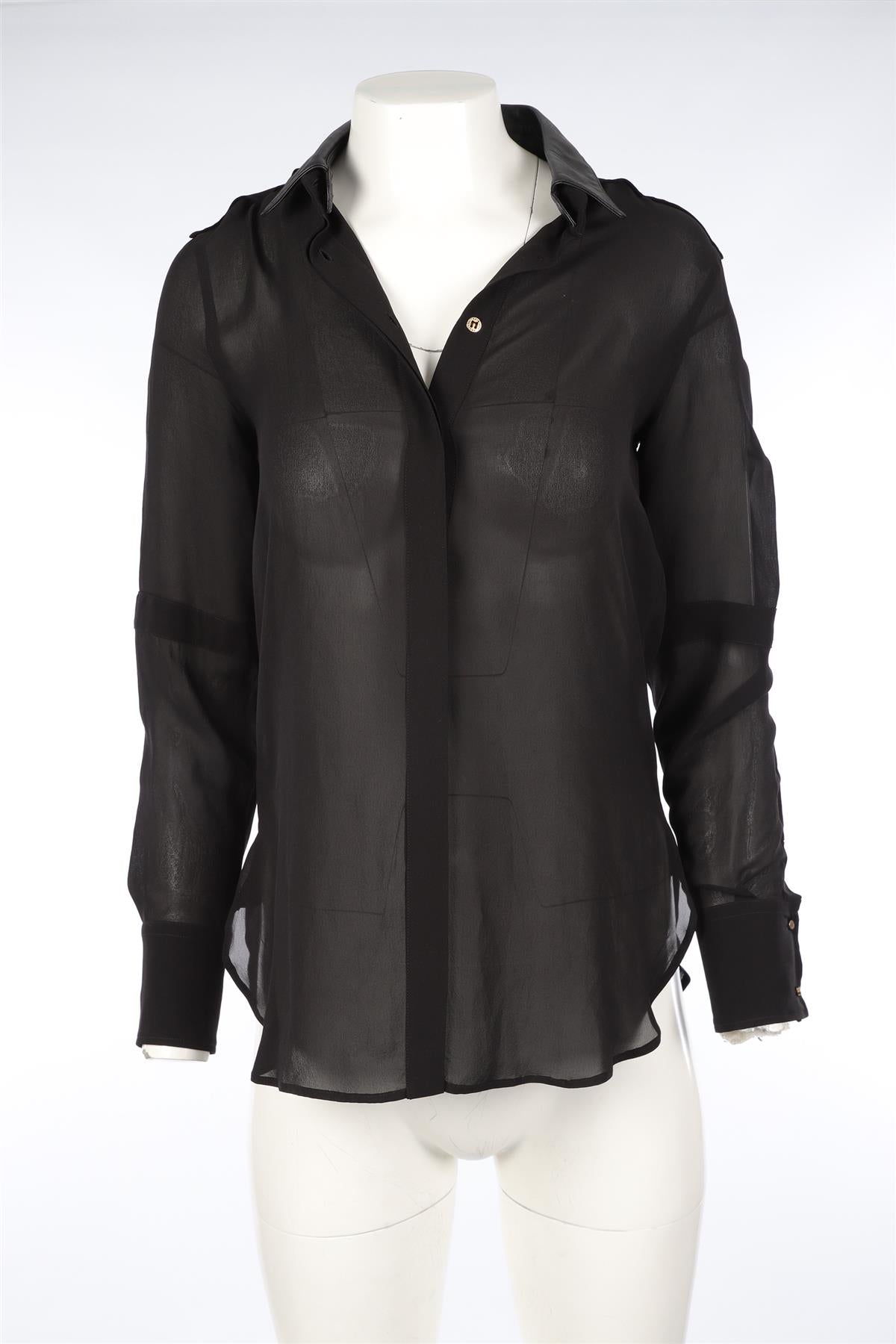 BELSTAFF BLACK SILK SHIRT IT 38 UK 6