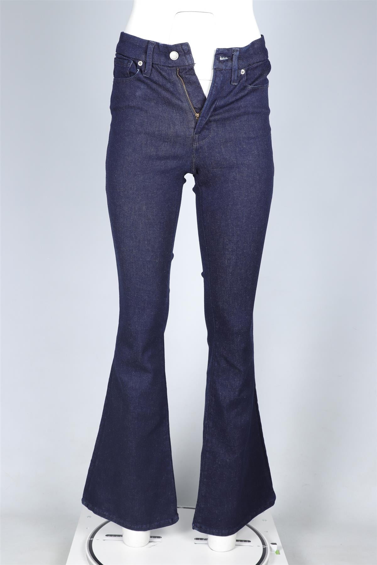 GOOD AMERICAN NAVY HIGH RISE FLARED JEANS US 00-4 UK 2-8